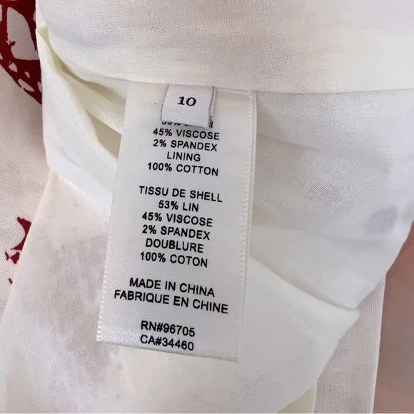 Rebecca Taylor Sea Shore Linen Mini Skirt Cream Burgundy 10 Vacation Island NWOT