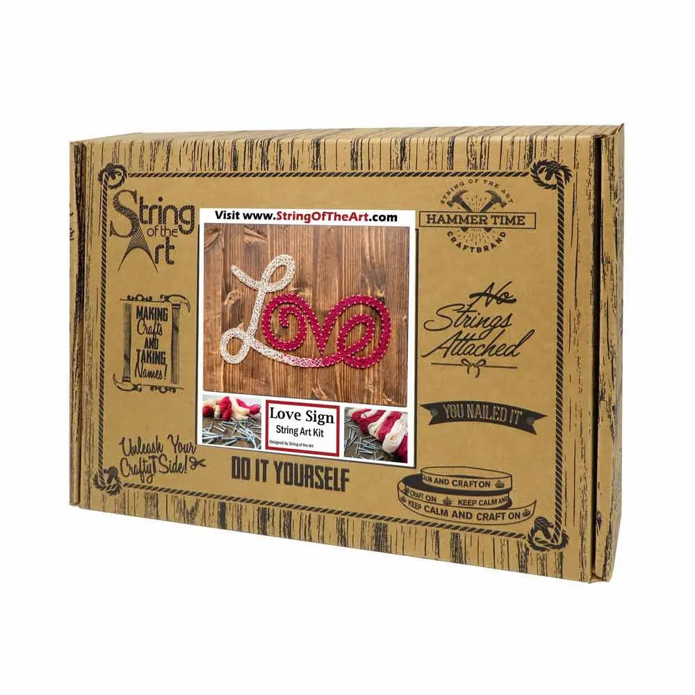 Red and White Love String Art Kit