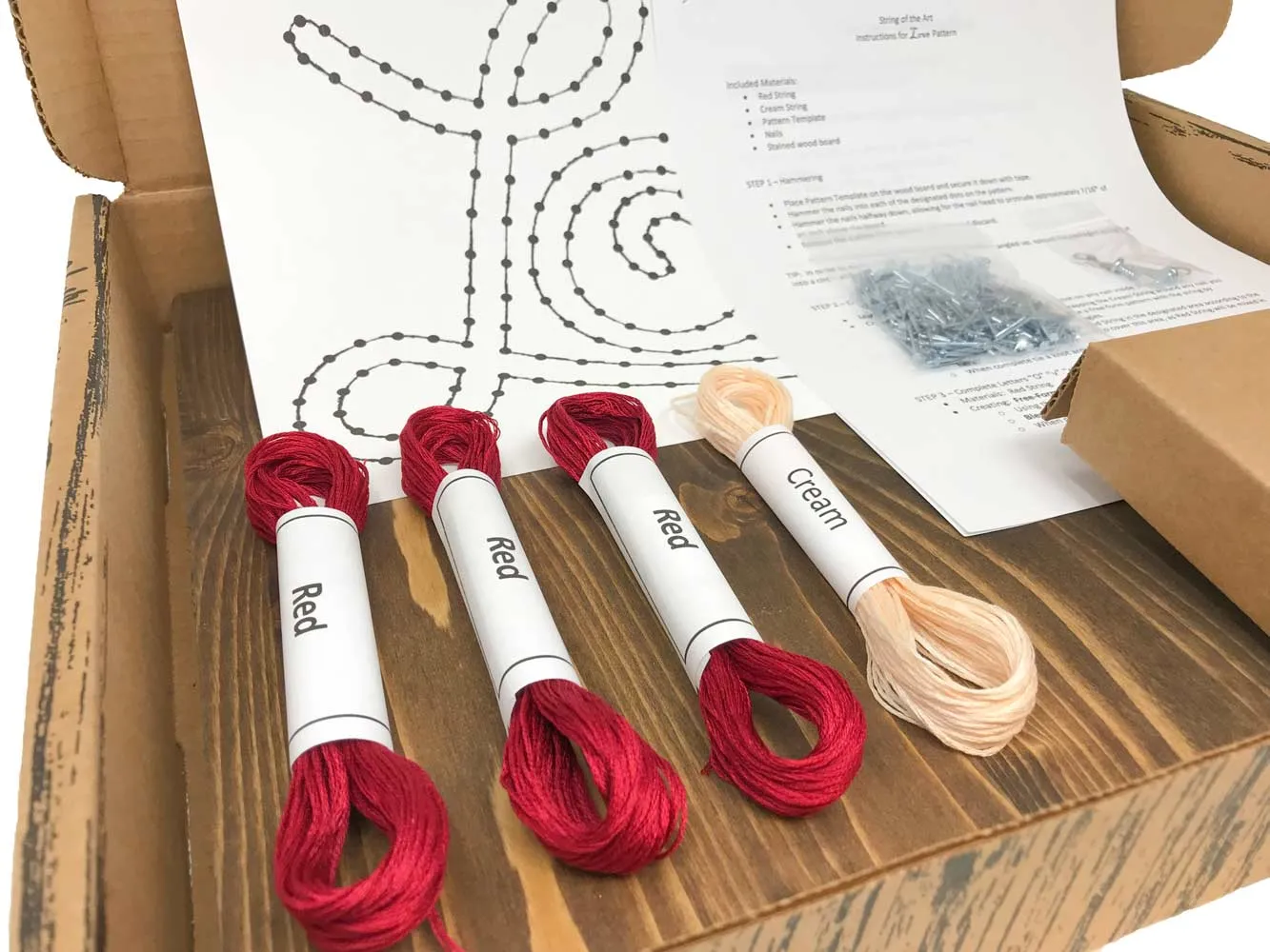 Red and White Love String Art Kit