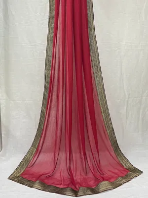 Red Chiffon Dupatta with Black Border Lace