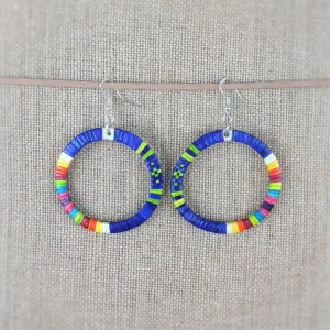 Red Cloud Quillwork Earrings - Large Circles