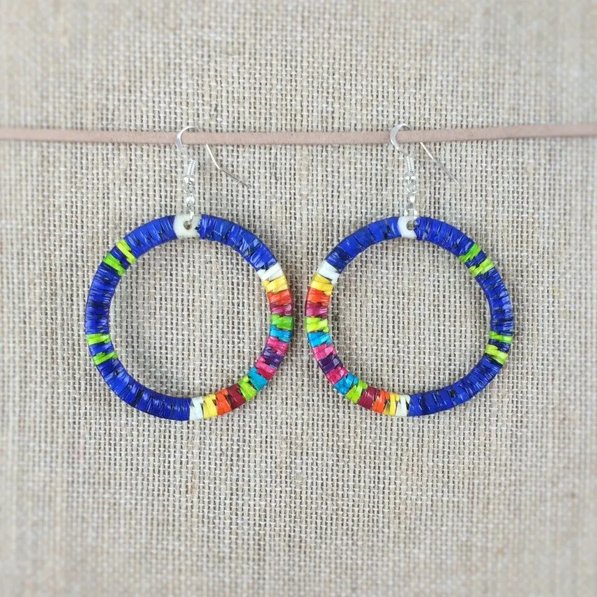Red Cloud Quillwork Earrings - Large Circles