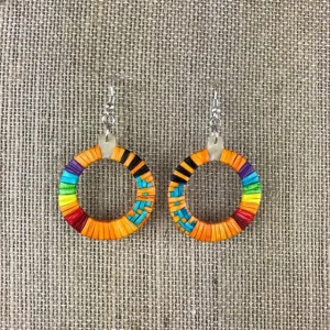 Red Cloud Quillwork Earrings - Orange Collection