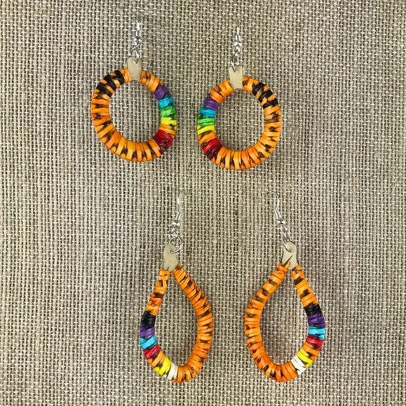 Red Cloud Quillwork Earrings - Orange Collection
