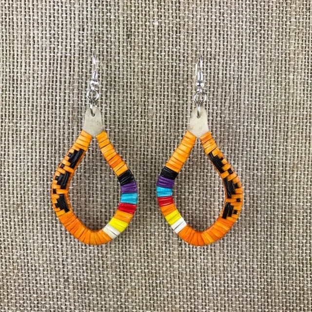 Red Cloud Quillwork Earrings - Orange Collection