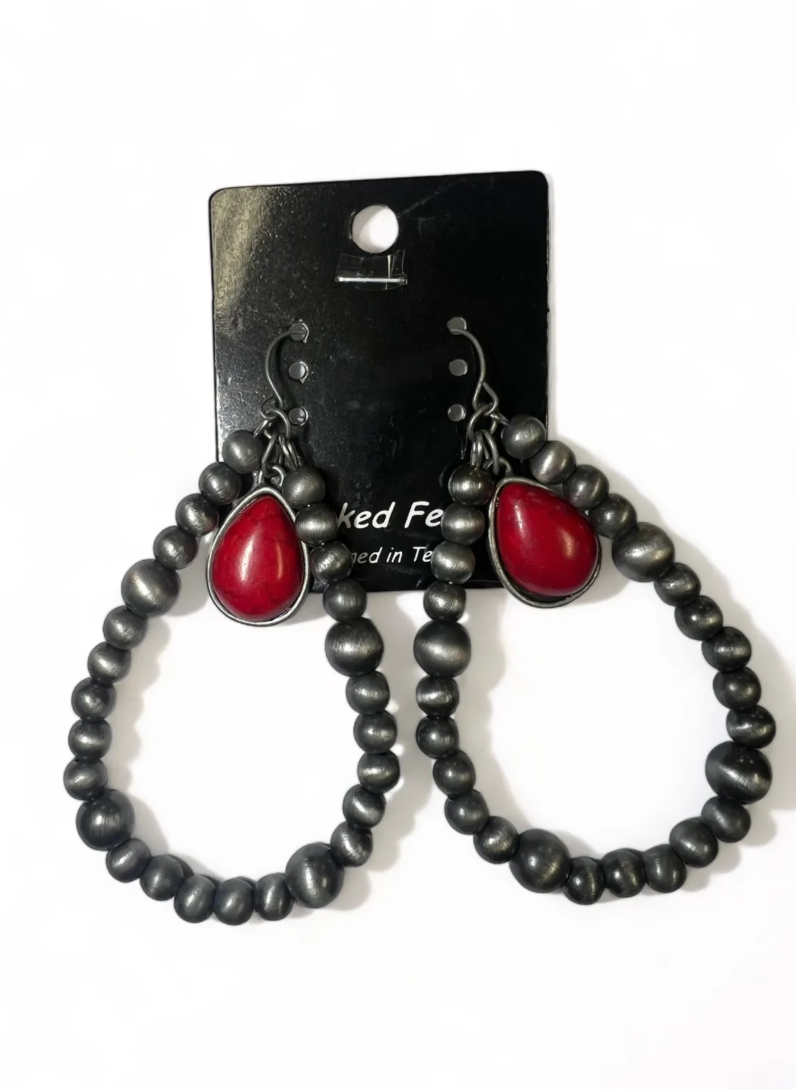 Red Stone Navajo Teardrop Earrings