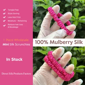 Rose Carmine silk scrunchies mini