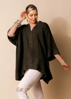 Rossa Linen Blend Top in Khaki