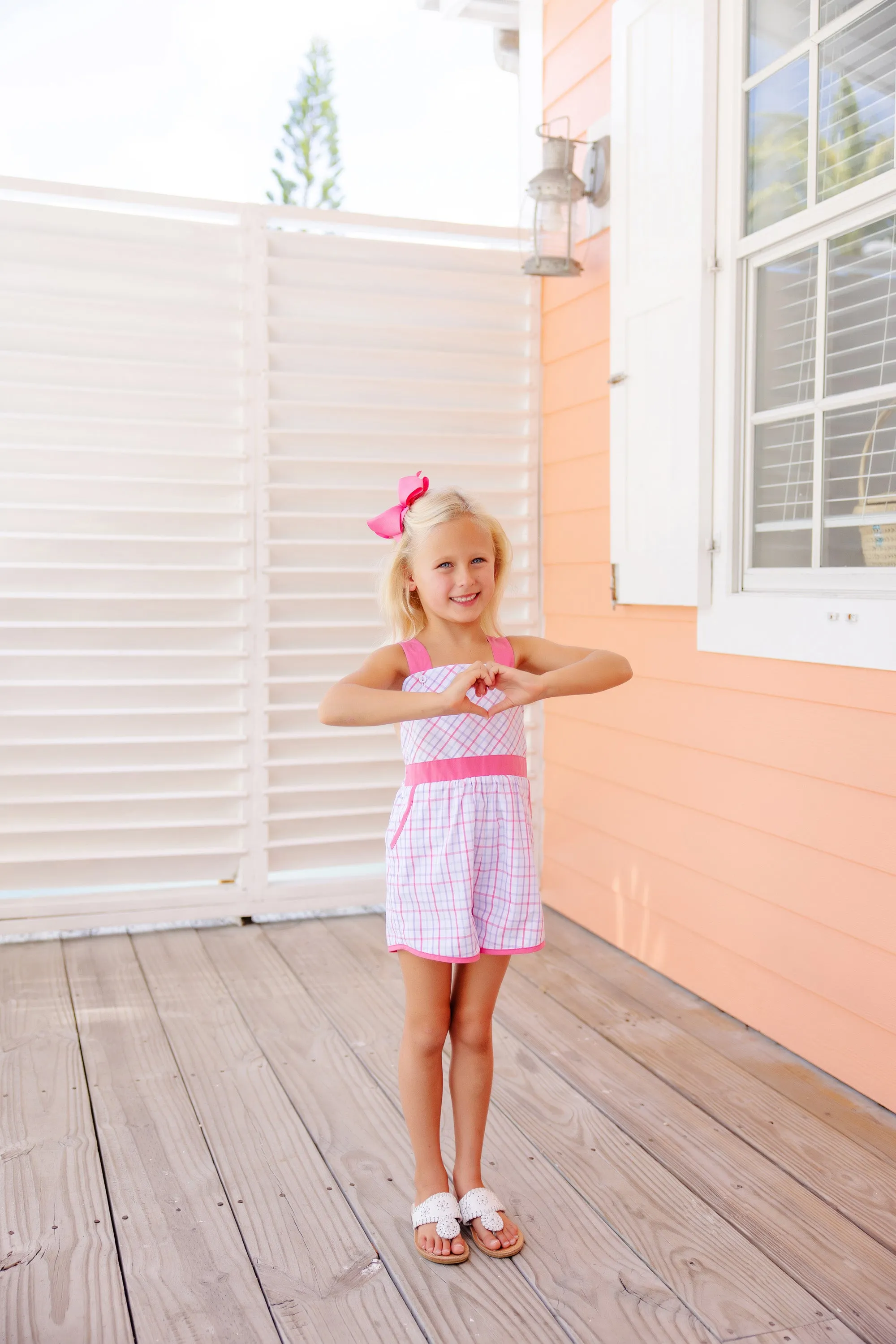 Ruthie Romper - Winter Park Windowpane with Romany Rose