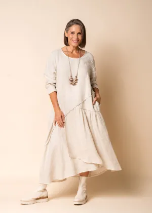 Sandee Linen Dress in Latte