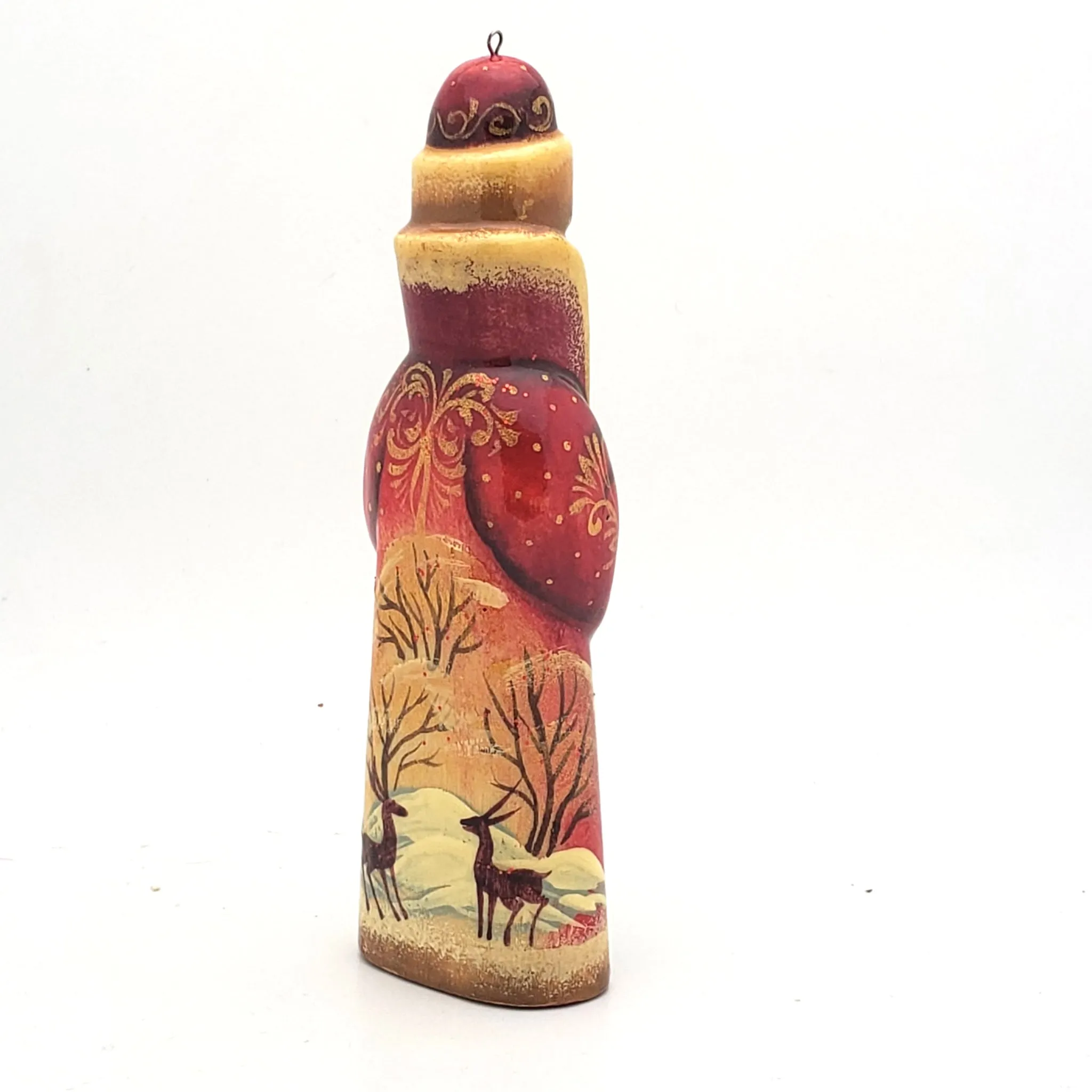 Santa Christmas Tree and Reindeer Hand Painted Christmas Ornament