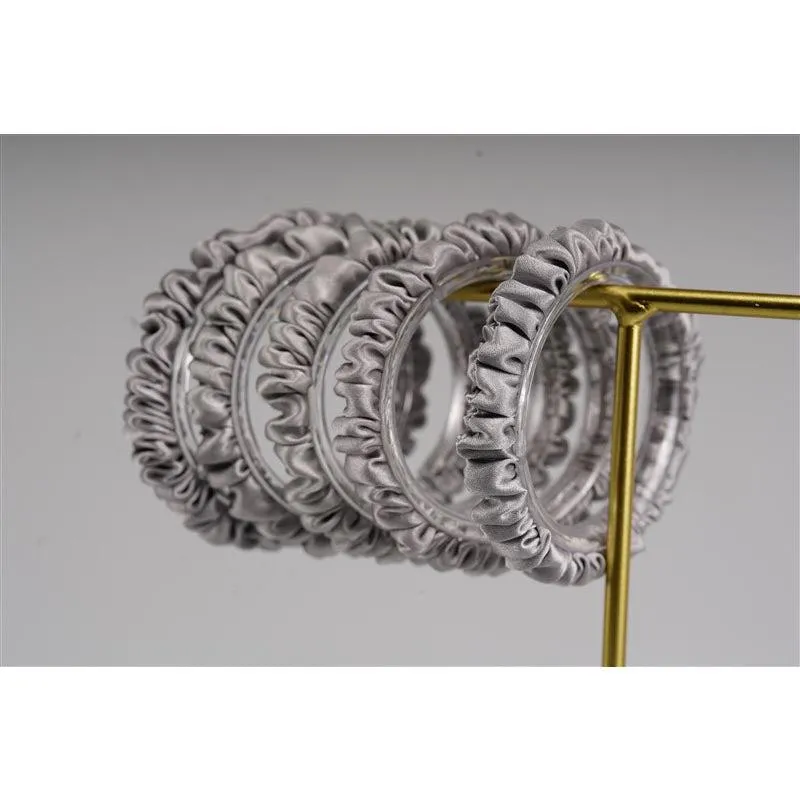 Silver grey silk scrunchies mini