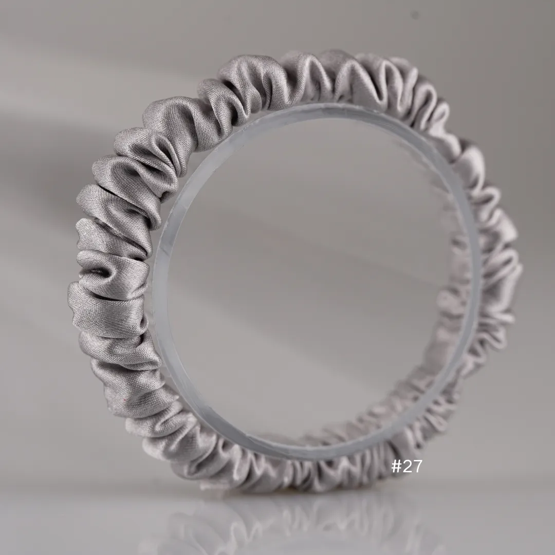 Silver grey silk scrunchies mini