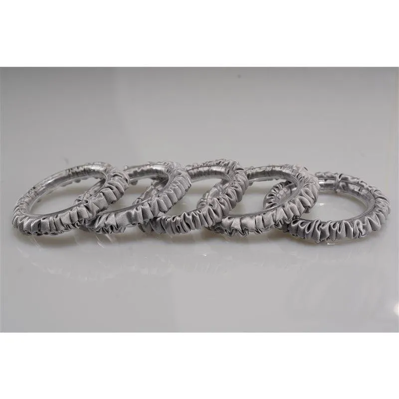 Silver grey silk scrunchies mini