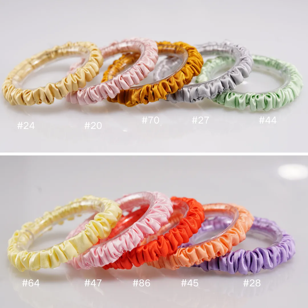 Silver grey silk scrunchies mini