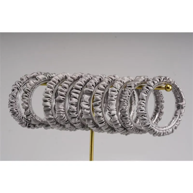 Silver grey silk scrunchies mini