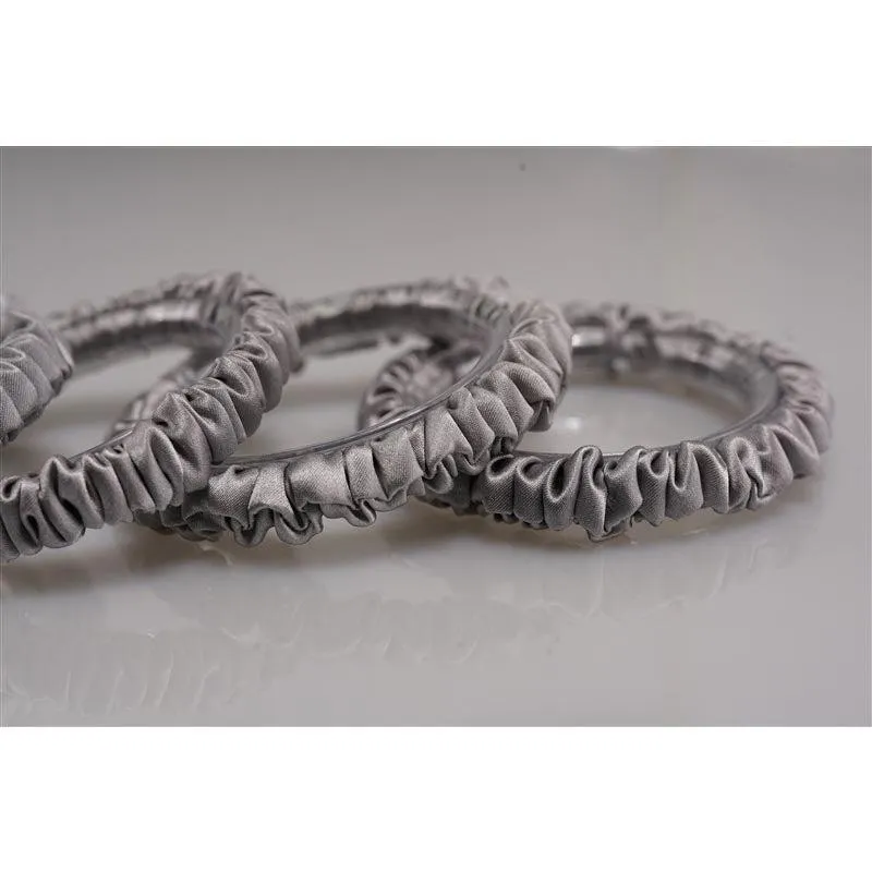 Silver grey silk scrunchies mini