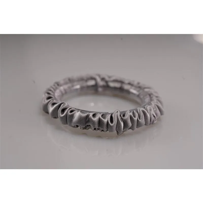 Silver grey silk scrunchies mini
