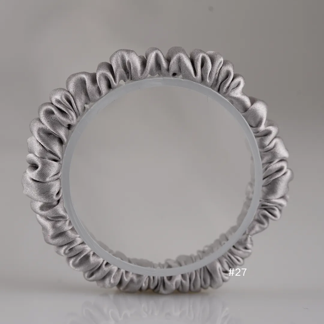 Silver grey silk scrunchies mini