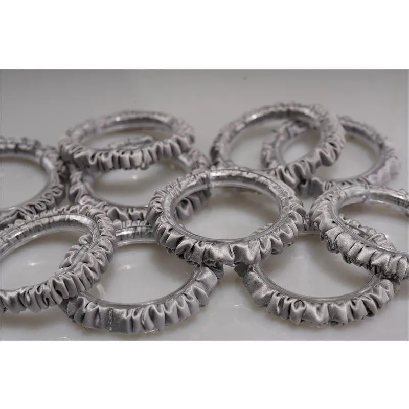 Silver grey silk scrunchies mini