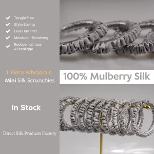 Silver grey silk scrunchies mini