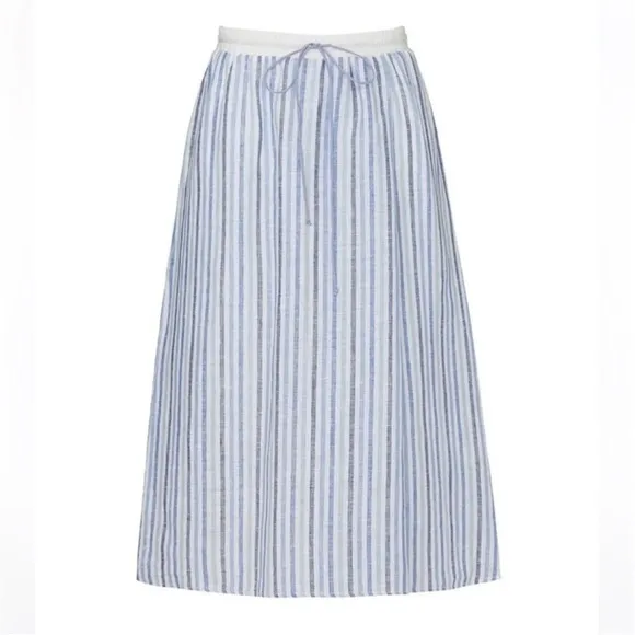 Sita Murt blue and white striped linen midi length skirt