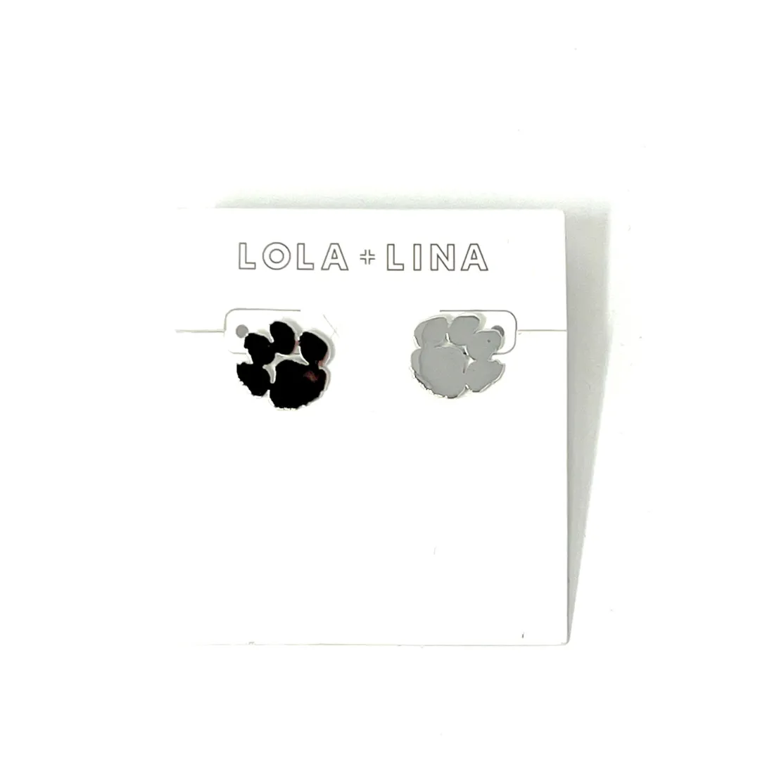 Small Silver Stud Clemson Earrings