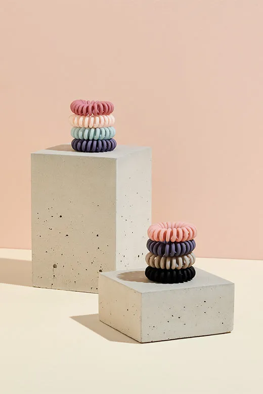 Soft Touch Loop Spiral Hair Ties Set - Pastel
