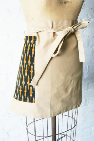 SOLD OUT Black Gold Dash Khaki Cotton Canvas Half Chefs Apron