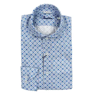 Stenstroms - Sicilian Tiles Casual Slimline Linen Shirt in Blue