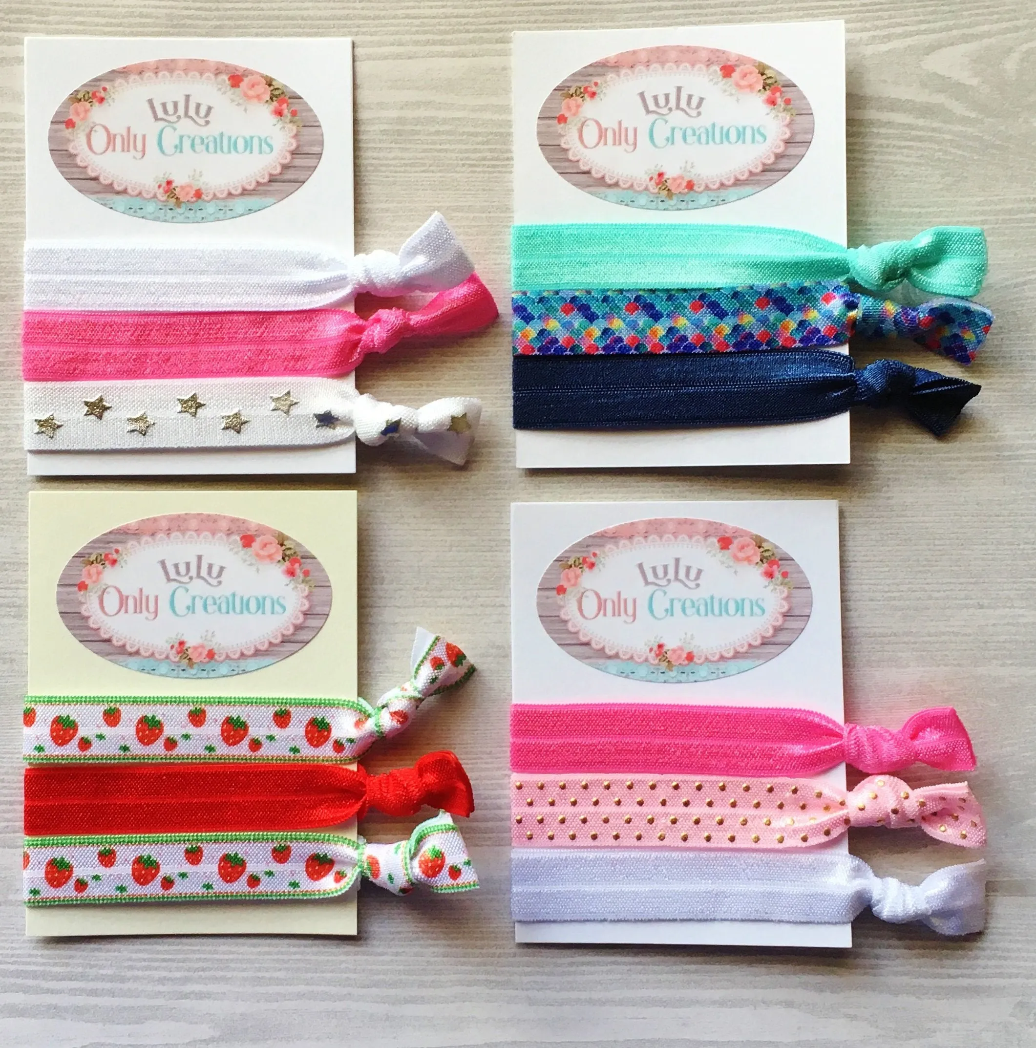 Strawberries and Stars Hair Ties