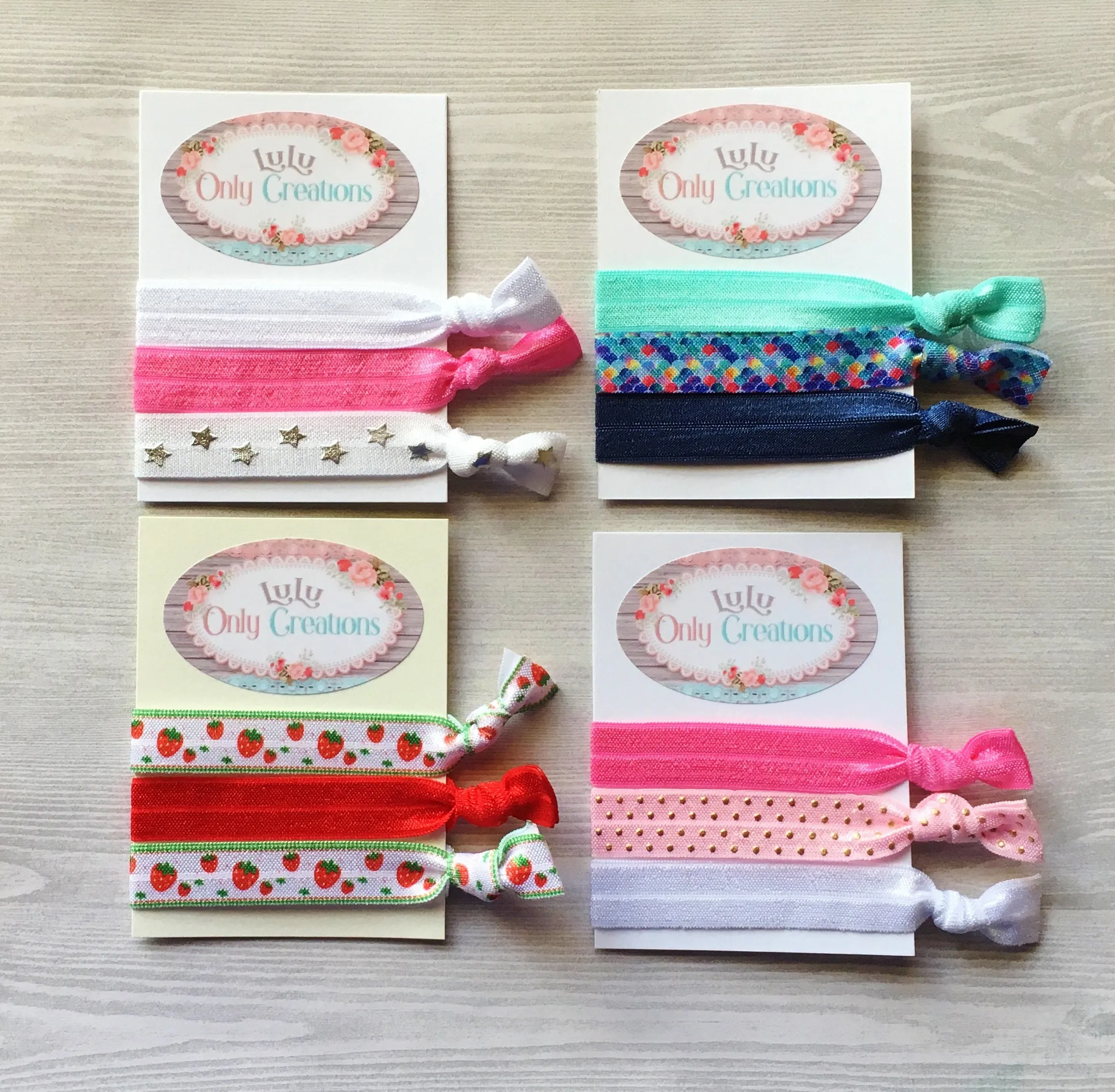 Strawberries and Stars Hair Ties