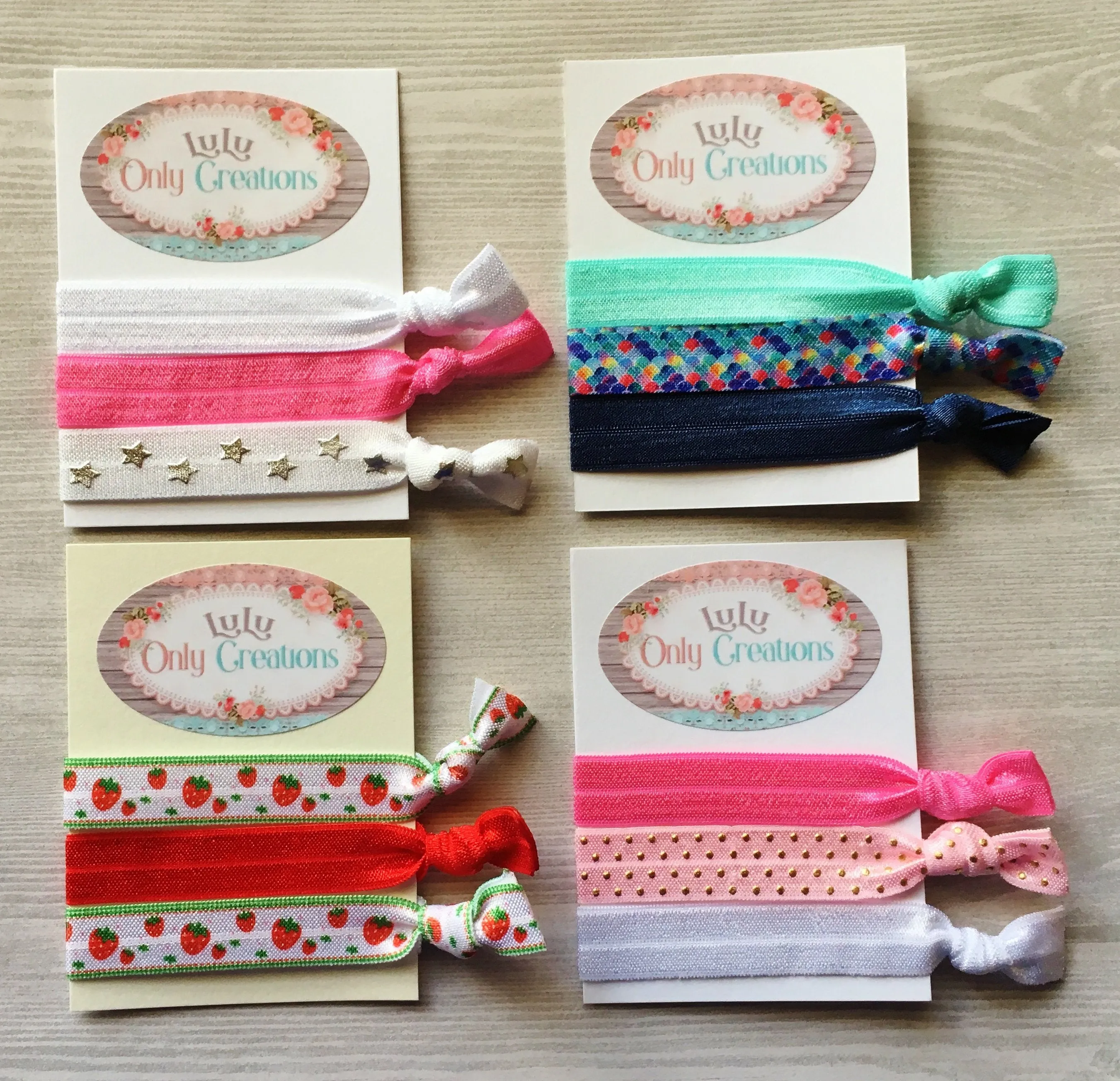 Strawberries and Stars Hair Ties