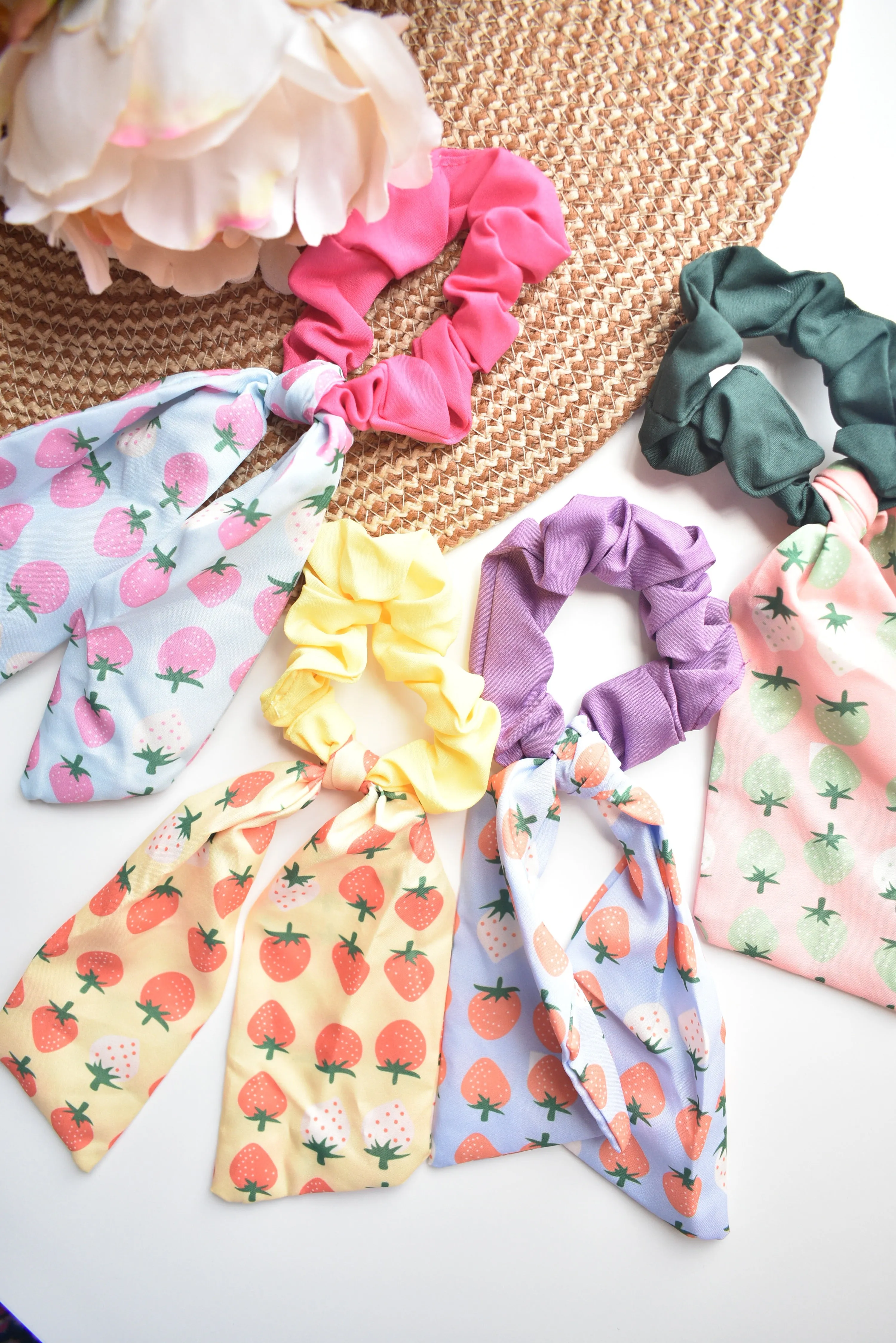 Strawberry Bandana Hair Ties