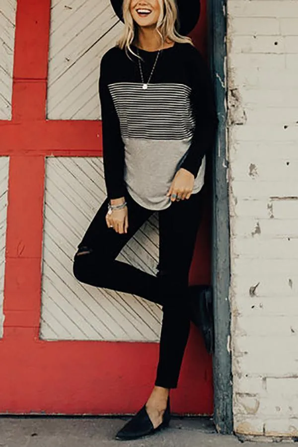Striped Colorblock T Shirt