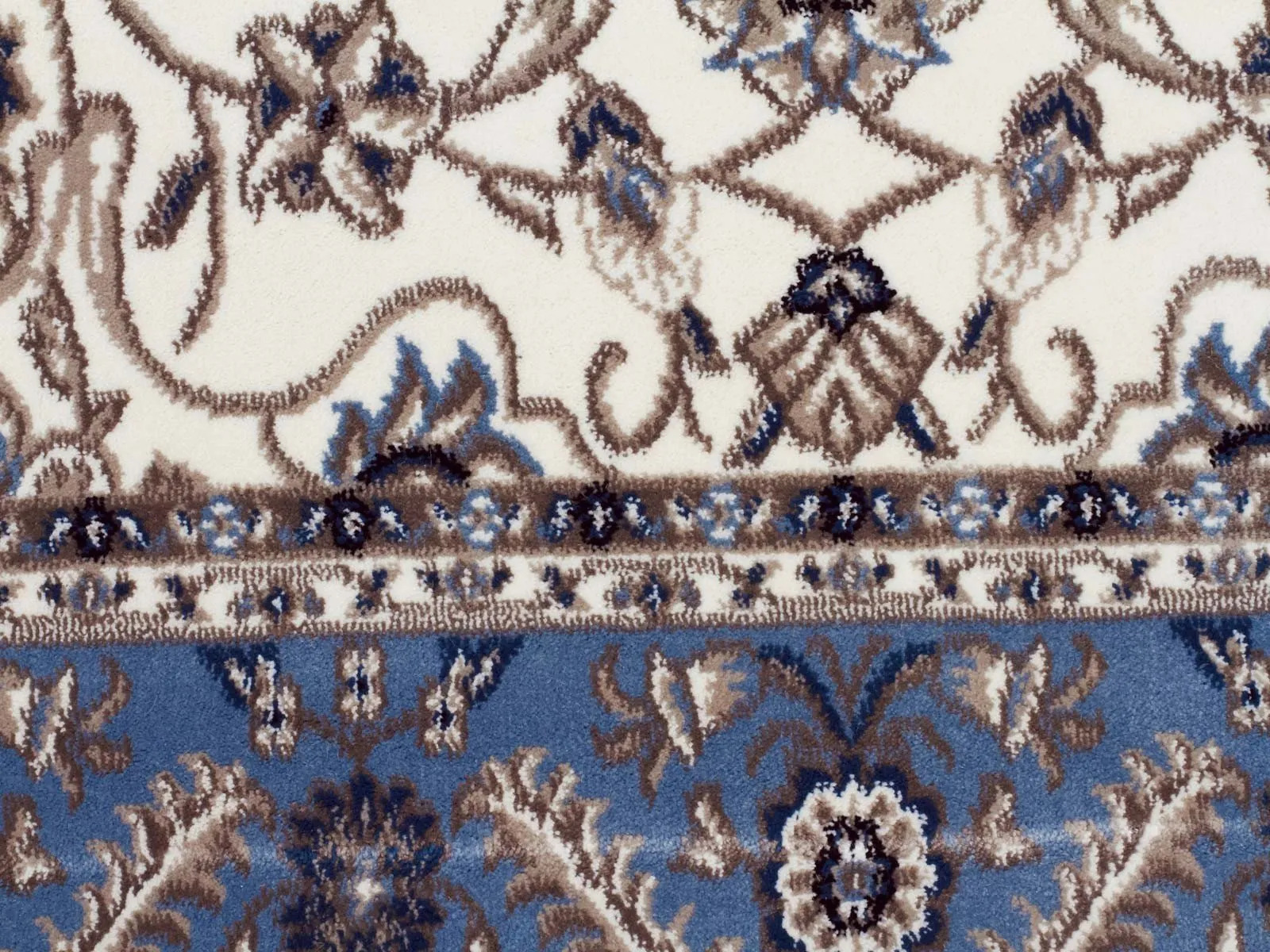 Sydney Medallion Runner White with Blue Border Runner Rug