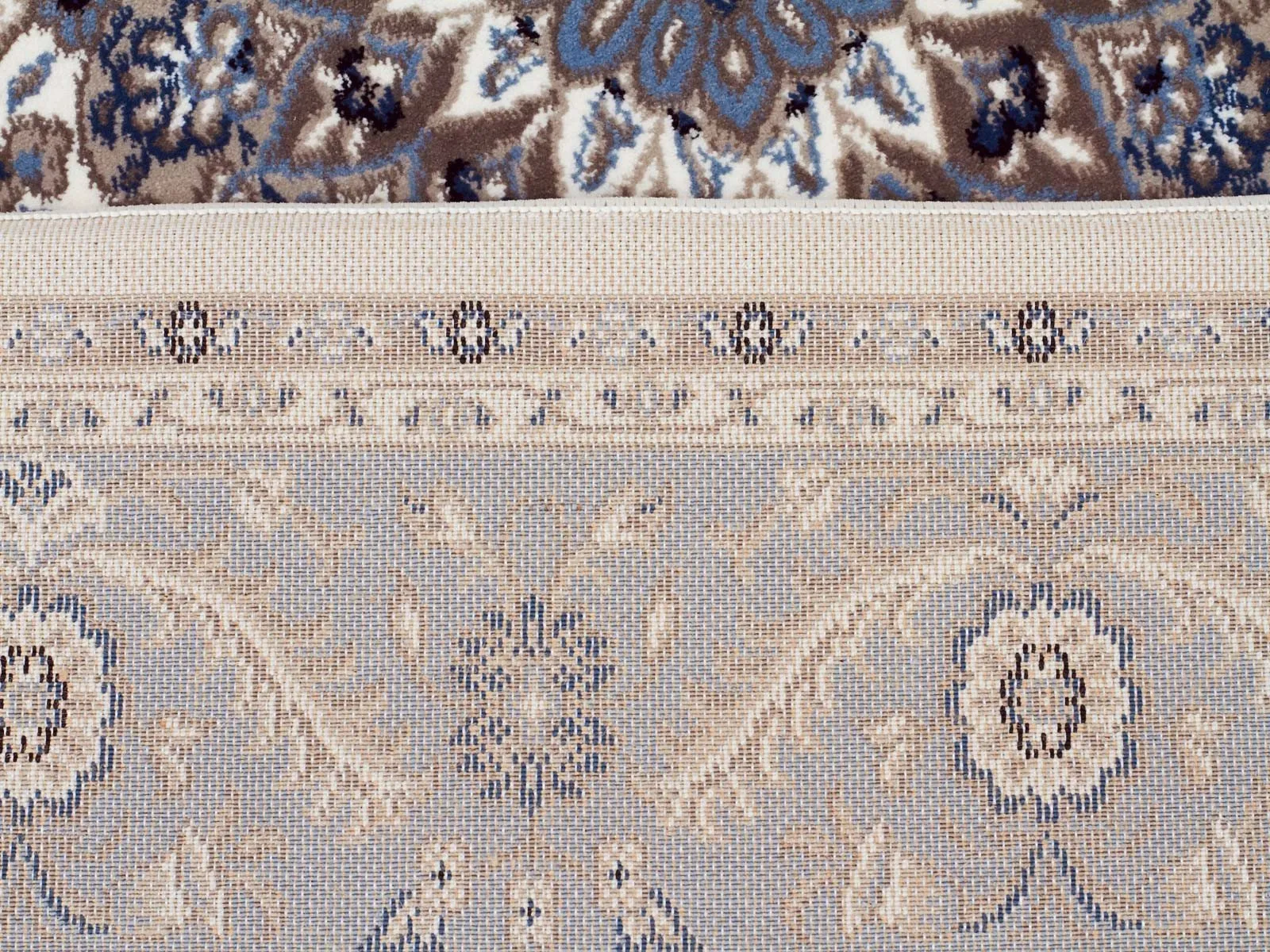 Sydney Medallion Runner White with Blue Border Runner Rug