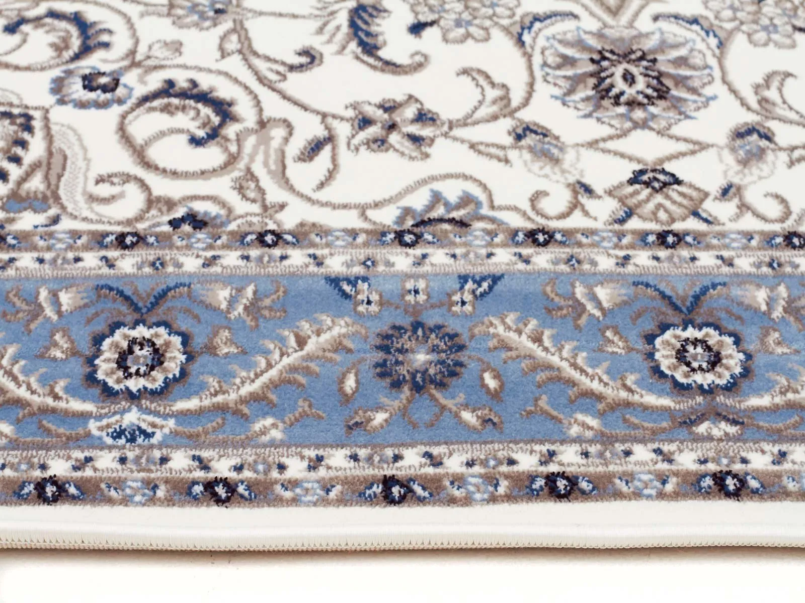 Sydney Medallion Runner White with Blue Border Runner Rug