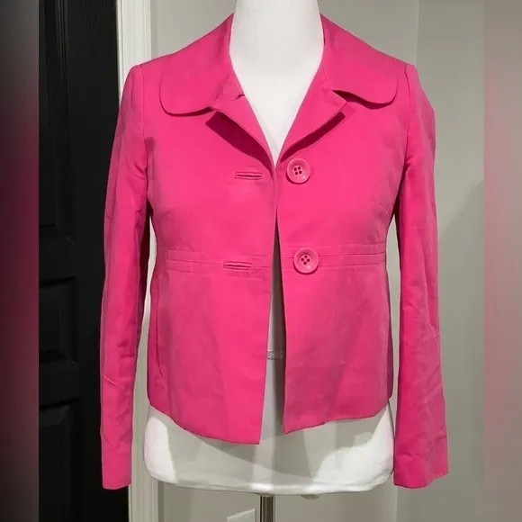 TALBOTS Petite Pink Cotton Linen Blend Jacket Blazer Size 6
