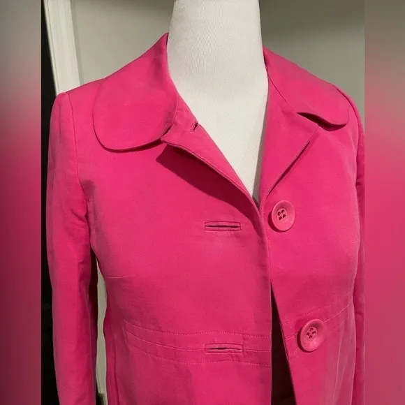 TALBOTS Petite Pink Cotton Linen Blend Jacket Blazer Size 6
