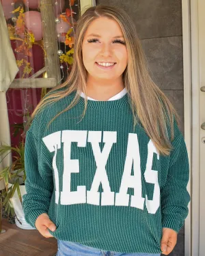 TEXAS RIB CORD SWEATSHIRT - HUNTER GREEN