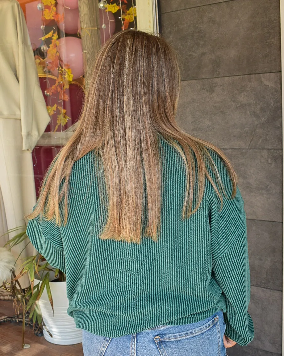 TEXAS RIB CORD SWEATSHIRT - HUNTER GREEN