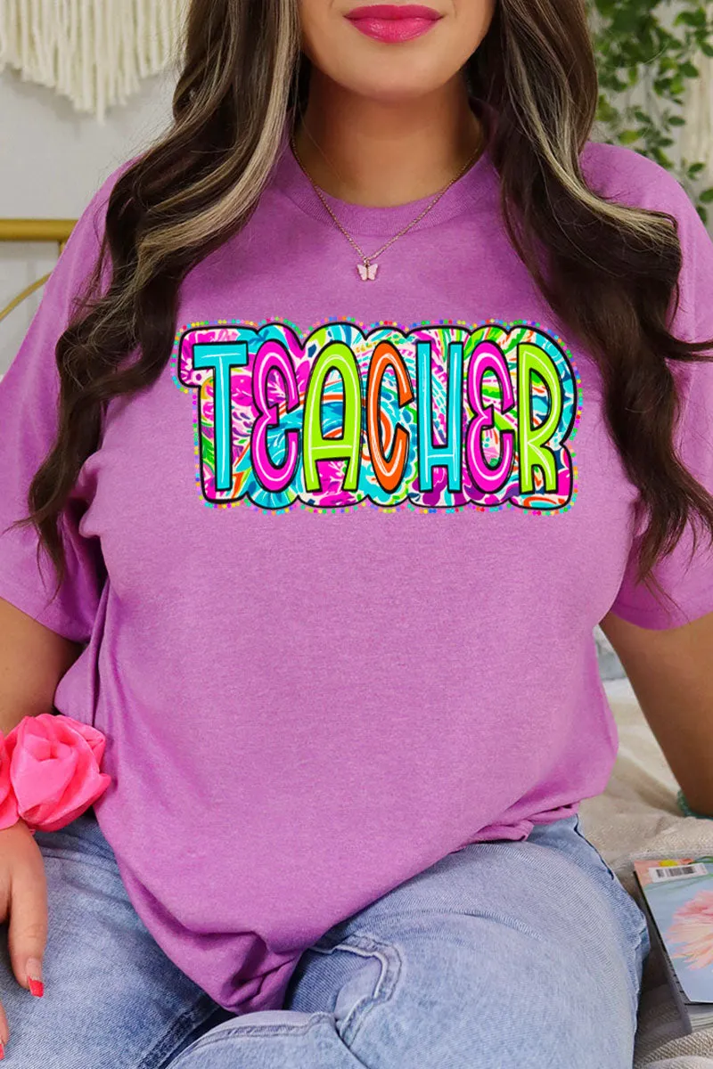 Tie Dye Teacher Short Sleeve Relaxed Fit T-Shirt