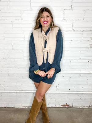 Totally Taupe Front Tie Vest