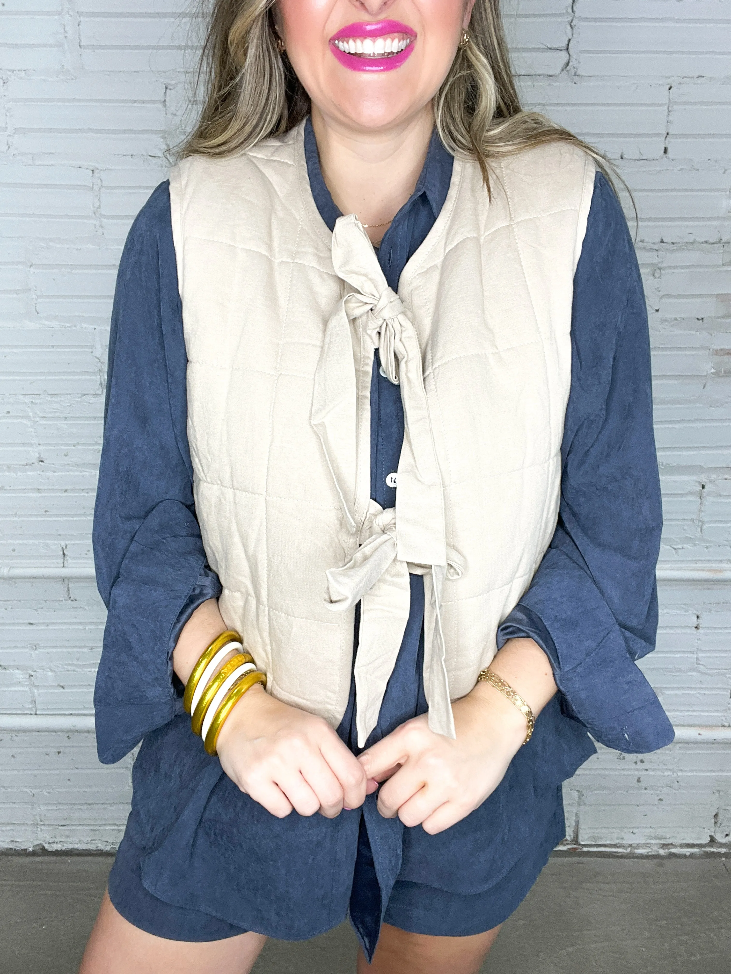 Totally Taupe Front Tie Vest