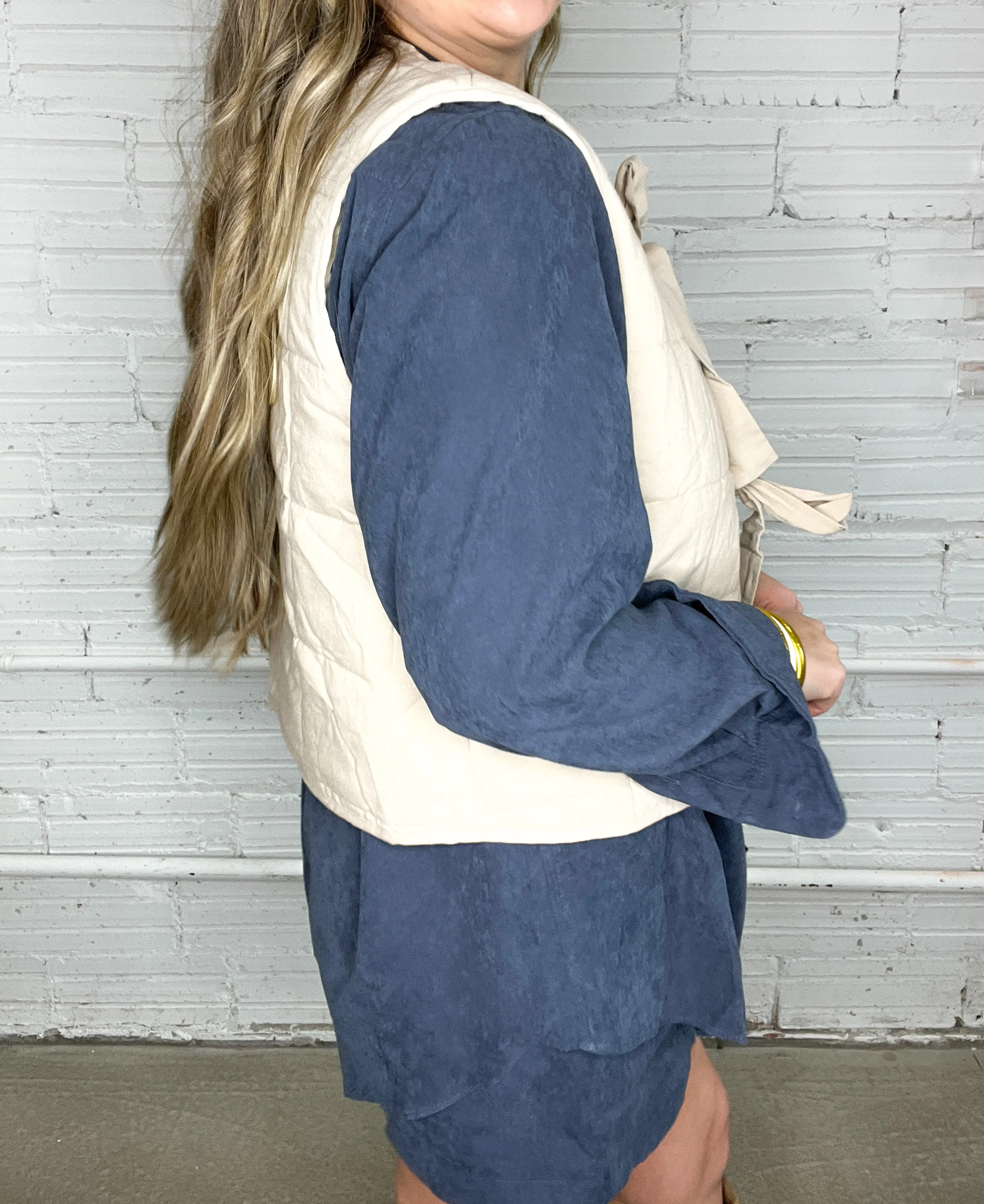 Totally Taupe Front Tie Vest