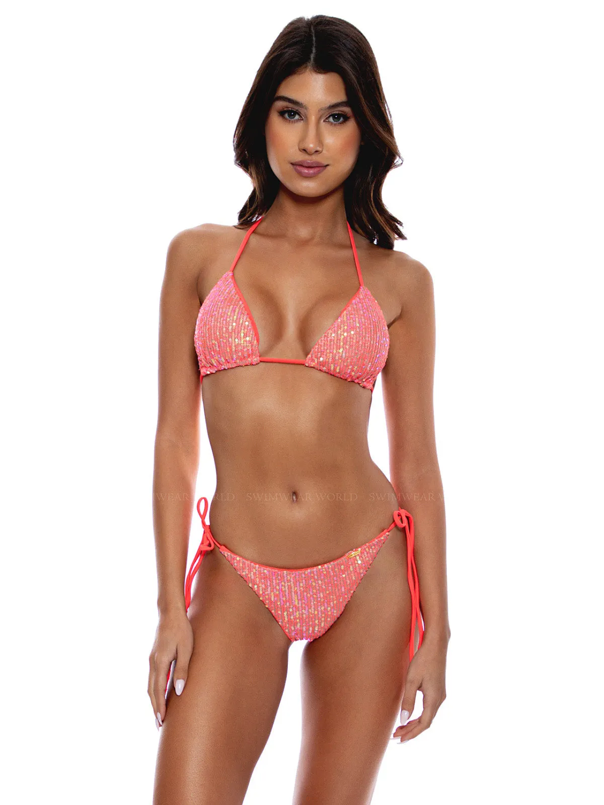 Triangle-Ruched Back Tie Side Bikini