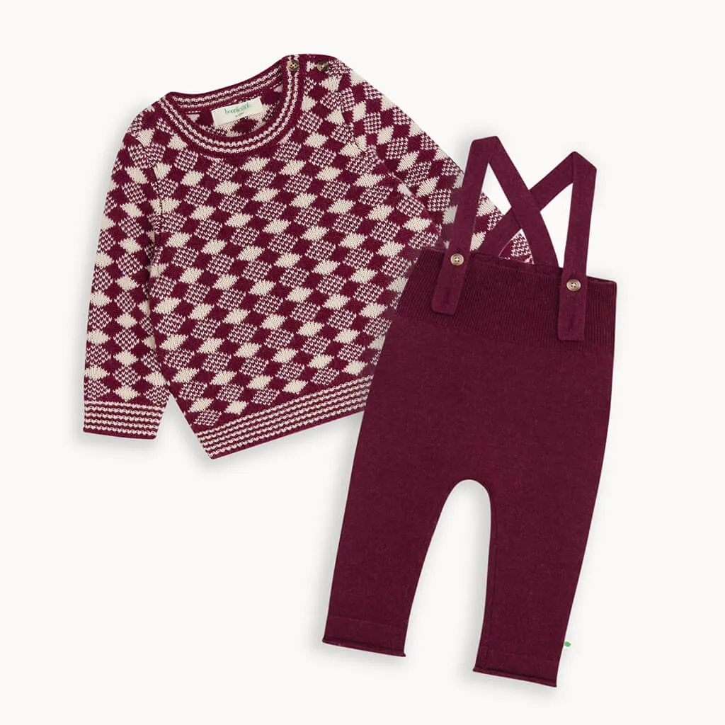 Truffle Set - Berry Mix Sweater & Dungaree Set