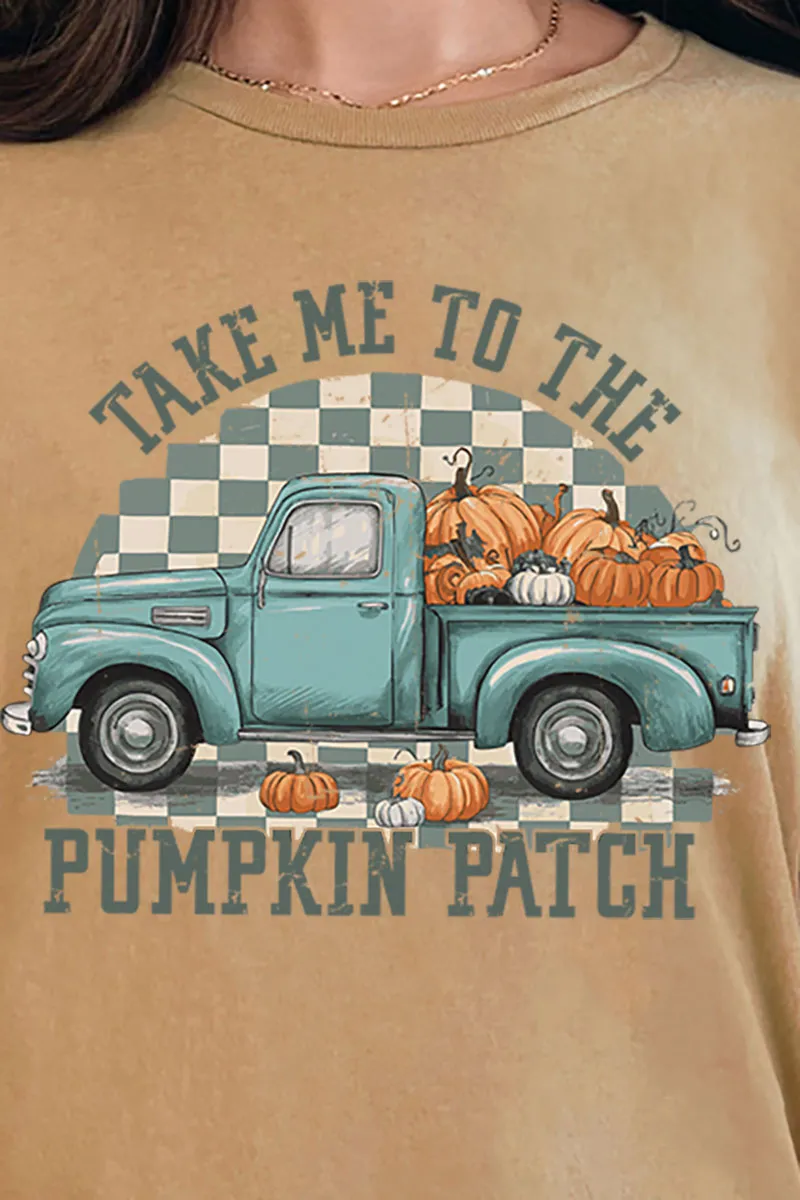 Turquoise Pumpkin Patch Truck Short Sleeve Relaxed Fit T-Shirt