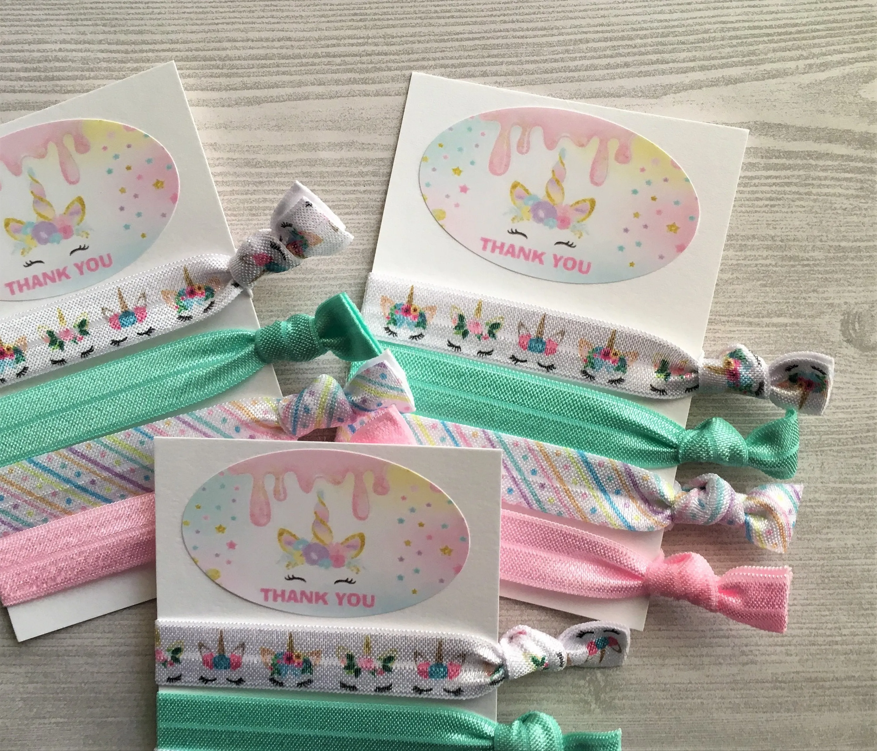 Unicorn Hair Ties, Set of 5 Cards